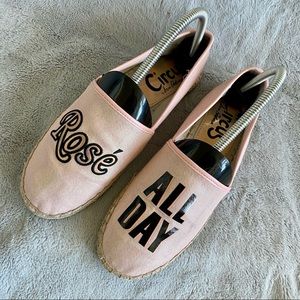 Sam Edelman Circus Leni "Rosé All Day" Shoes Embroidered Espadrille Flats Sz 7.5